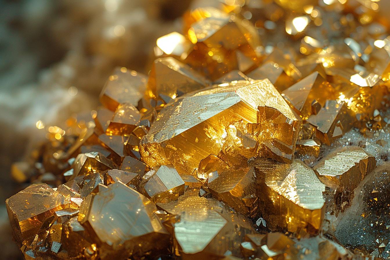 Pierre pyrite de fer aux reflets dorés éclatants 
Cristal de pyrite de fer symbolisant la prospérité