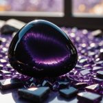 Pierre noire brillante sur fond clair