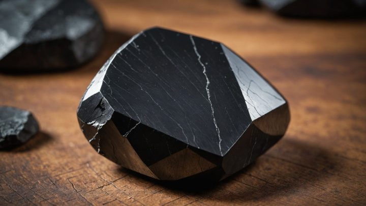 Cristaux de shungite et tourmaline noire brillants