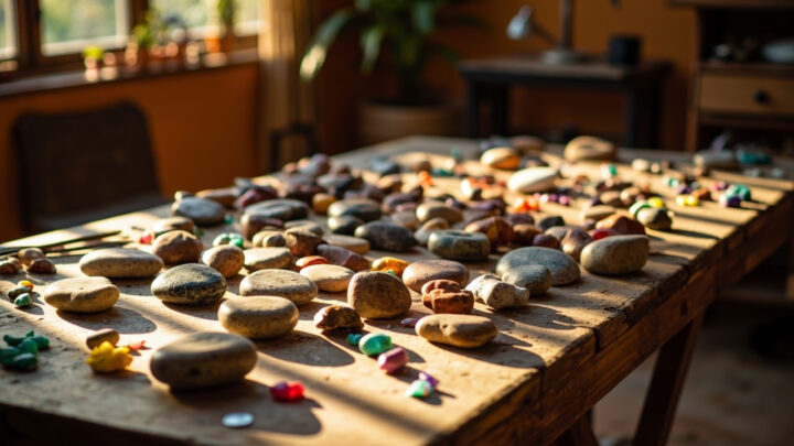 Groupe en atelier de lithotherapie concentr